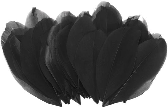 Set di 50 piume naturali per decorazioni in seta, nere, 3,57 - 3,15 pollici, piume di anatra morbide per decorazioni di tavola, centrotavola, decorazioni per feste, artigianato da fare in casa