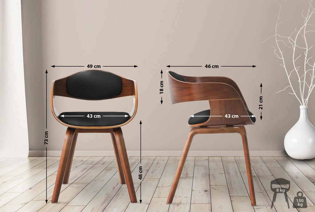 Set di 2 sedie Kingston in finta pelle Noce/nero