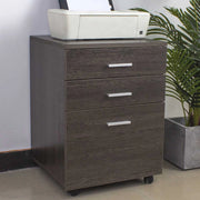 Cassettiera Scrivania Ufficio Legno MDF Mobiletto Stampante 3 Cassetti Moro