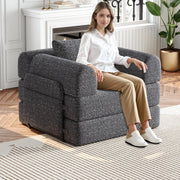 Divano Letto 2 in 1 con Contenitore in Bracciolo ¨C Xylo ¨C Struttura Metallo, Tessuto Chenille