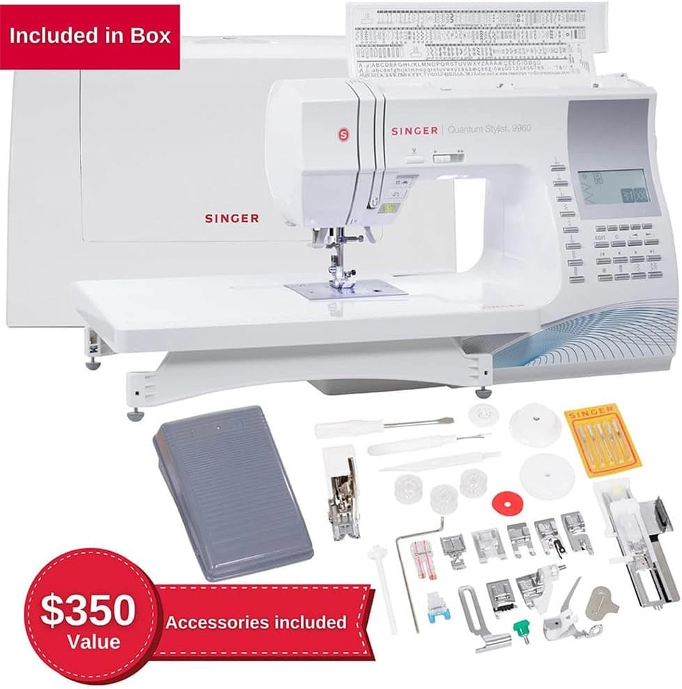 SINGER 9960 Macchina da cucire e per quilting con set di accessori, tavolo di prolunga, 600 punti, modalità autopilota elettronica