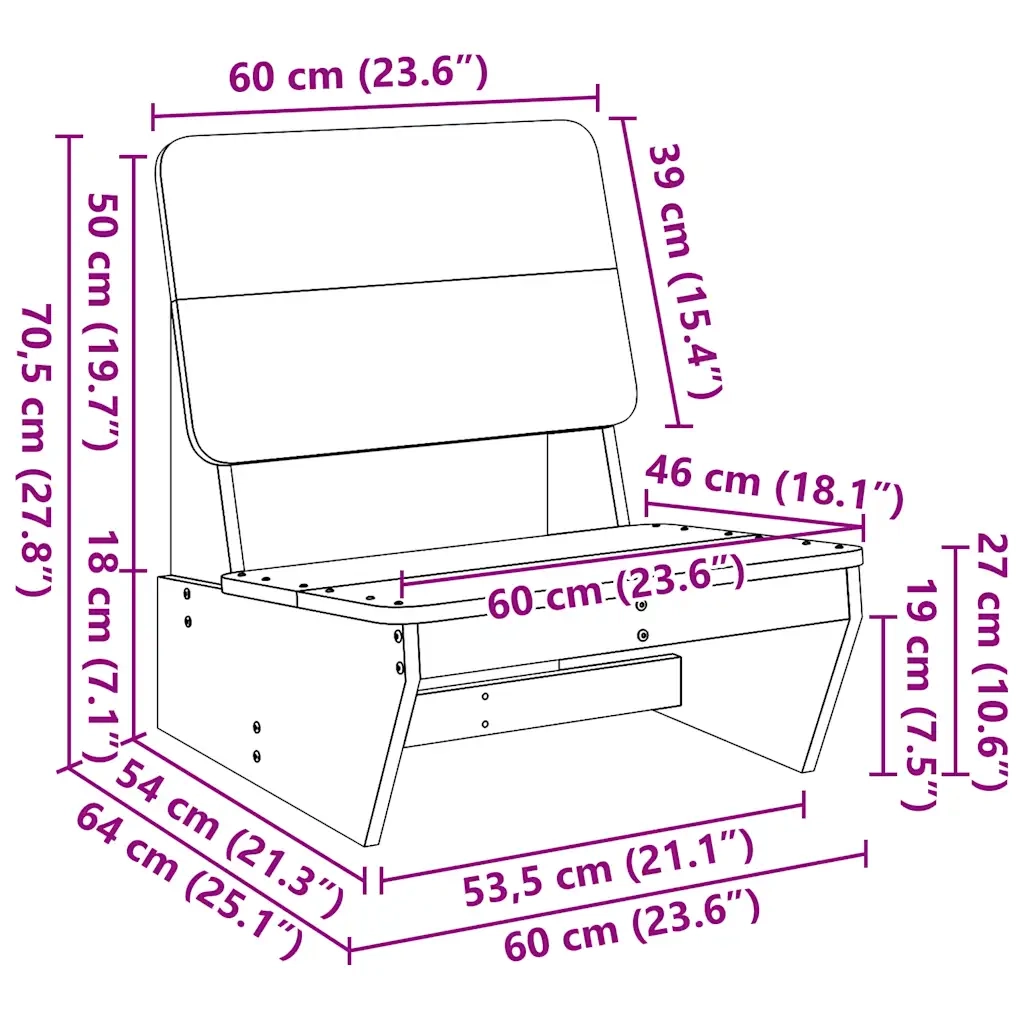 Sedie da Giardino 2pz 60x64x70,5 cm Legno Massello di Douglas