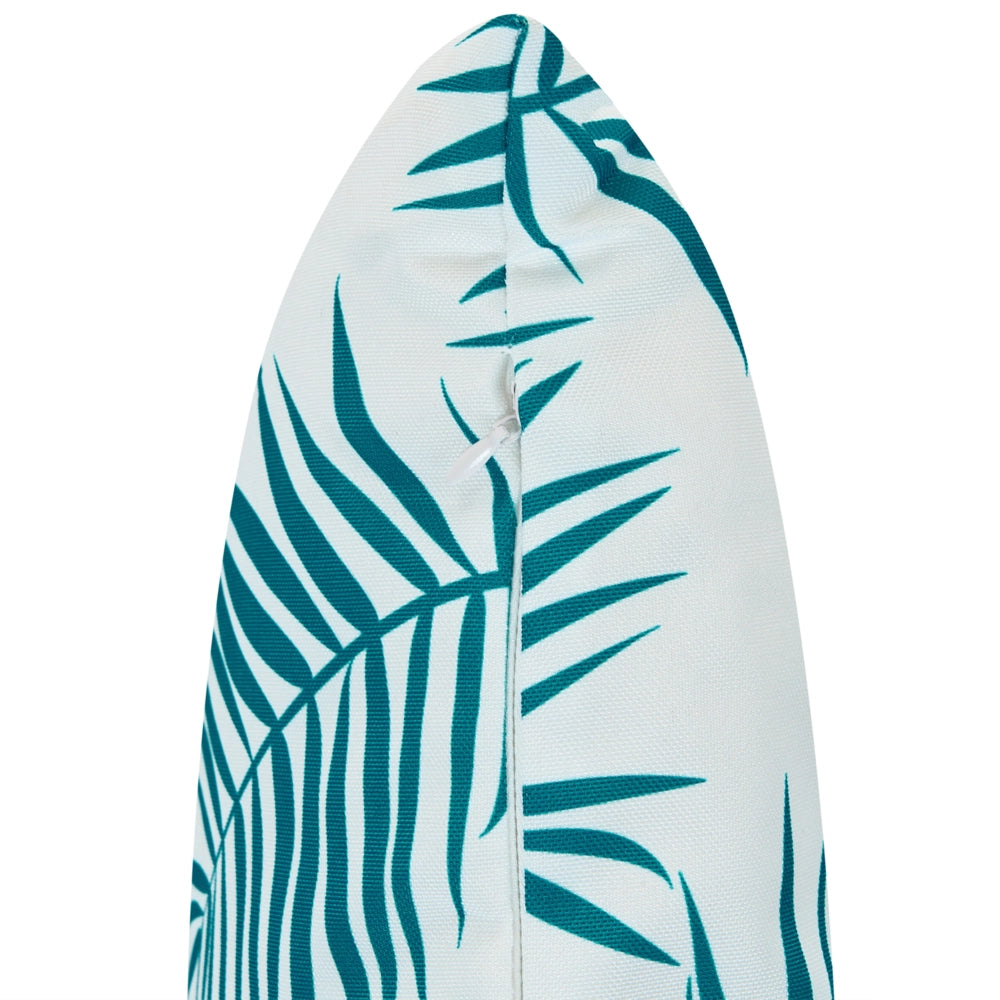 Set di 3 Cuscini Decorativi da Esterno Turchese in Poliestere per Giardino con Motivo Floreale