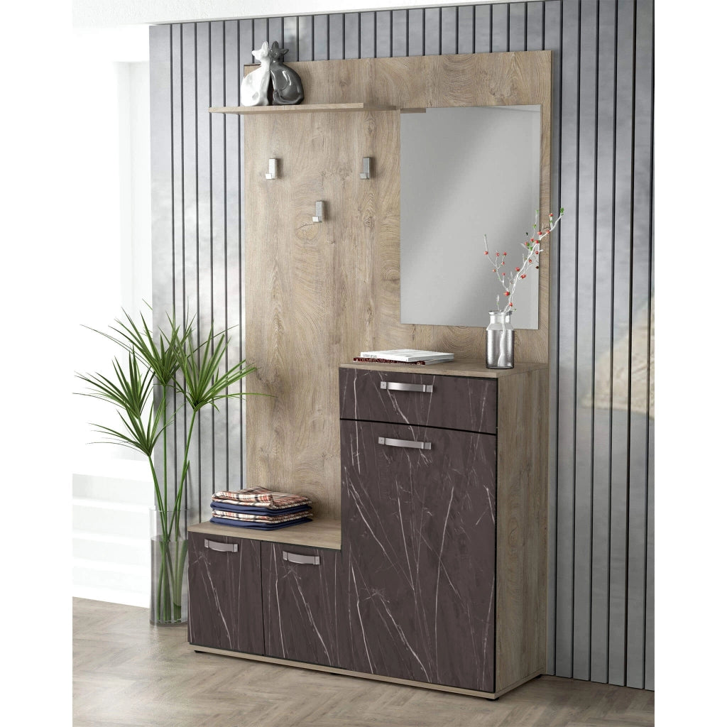 Mobile Ingresso con attaccapanni in Legno Composito cm 115x35x197 - NATHANIEL