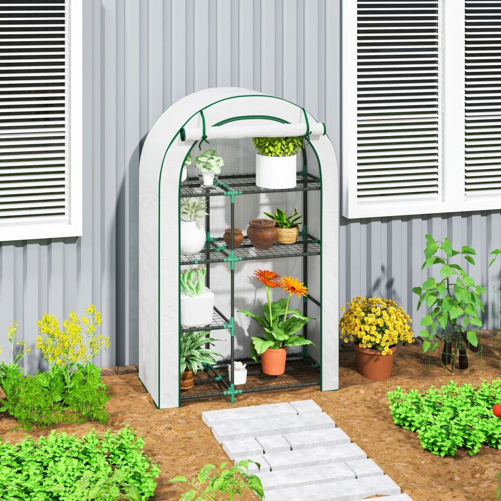 SERRA da giardino 100x45x160 cm acciaio bianco con 7 ripiani