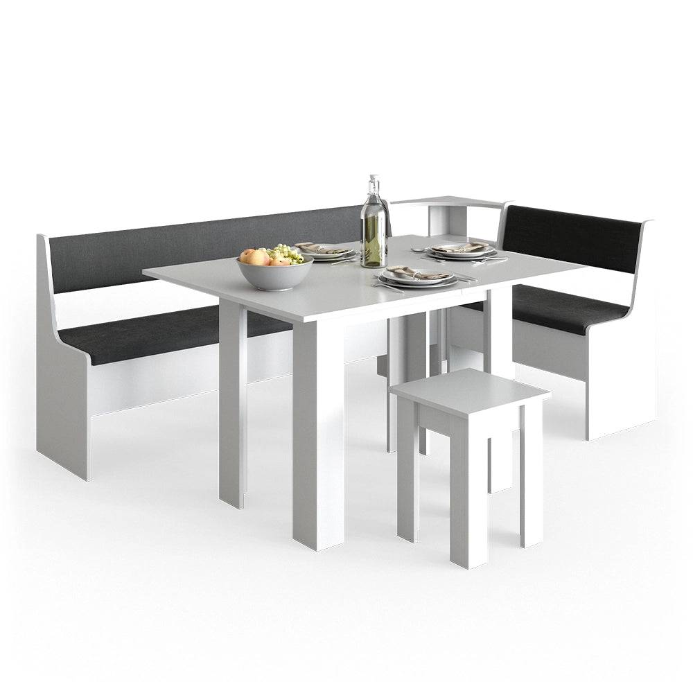 Vicco Gruppo panca ad angolo Bianco 210 x 41.5 cm con tavolo