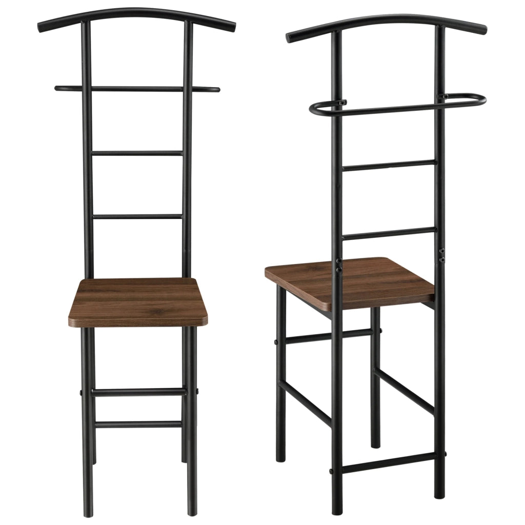 Servomuto comodino appendiabiti con gruccia e porta pantaloni metallo MDF 107 cm nero/marrone 03_0006284