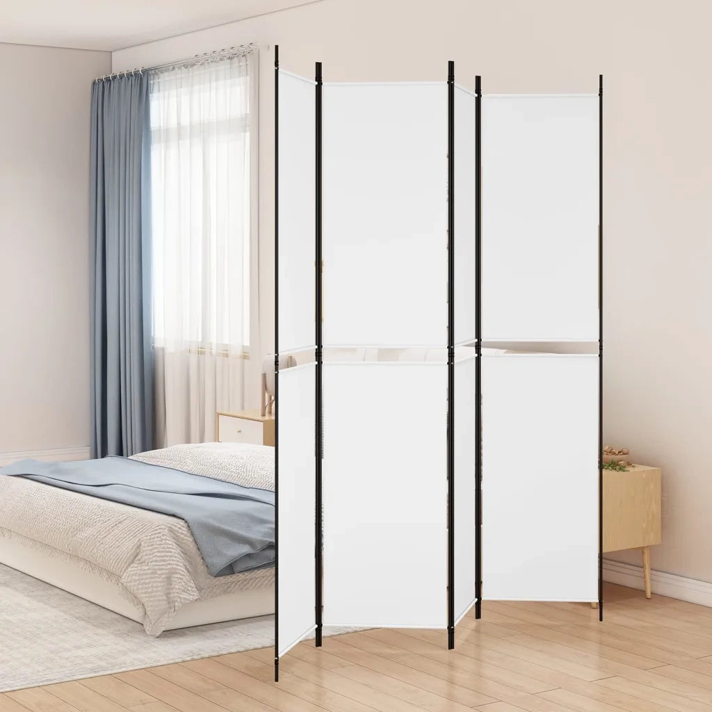 Divisorio a 4 Pannelli Bianco 200x220 cm Tessuto 350246