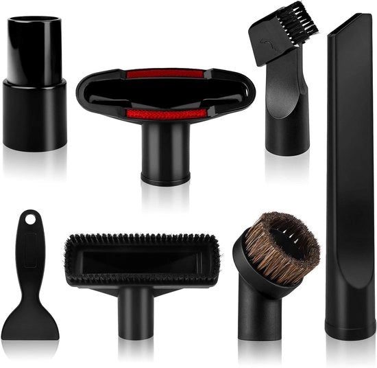 Set di 7 Accessori per Aspirapolvere Universali - 2-in-1 Testa di Aspira - Accessori per Aspirapolvere con Testa di Aspira Lunga - 32-35 mm - Per Tutti gli Aspirapolvere