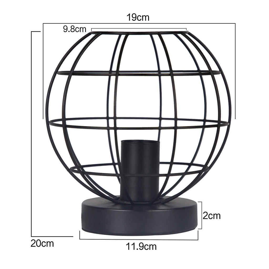 ZMH Lampada da tavolo retrò nera industriale metallo comodino E27 decorazione senza lampadina