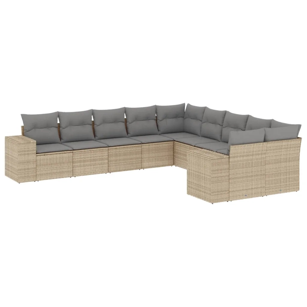 Set Divano da Giardino 10 pz con Cuscini Beige in Polyrattancod mxl 90209