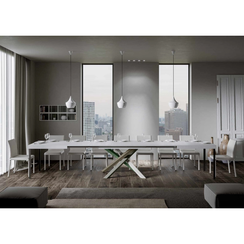 Tavolo allungabile 90x180/440 cm Volantis telaio gambe 4 colori (A) - Bianco Frassino