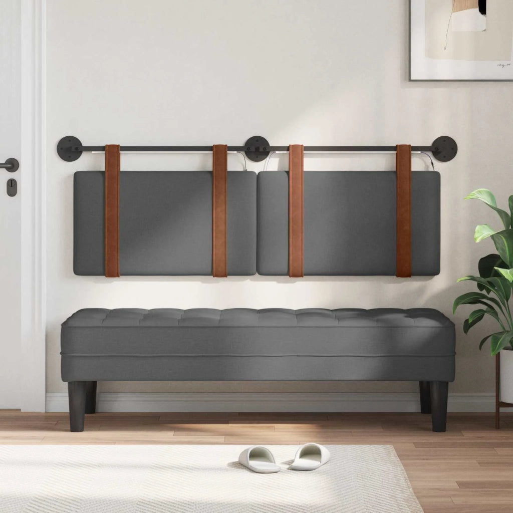 Testiera sospesa Con luce LED Grigio Scuro PU Antico