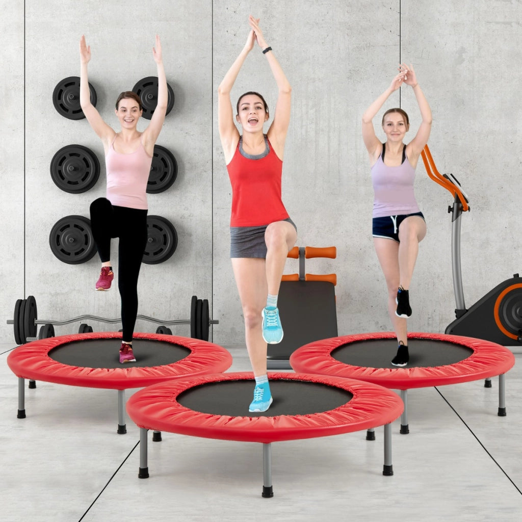 Trampolino pieghevole per bambini con carico massimo 150kg, Mini trampolino portatile per interno Rosso-Trampolini