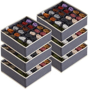 Set di 6 paia di calze, organizzatore di cassetto per intimo, organizzatore di 24 vetrine per abbigliamento, organizzatore per tavolo di appoggio, scatole per ripostiglio per abbigliamento, intimo, cravatte, grigio