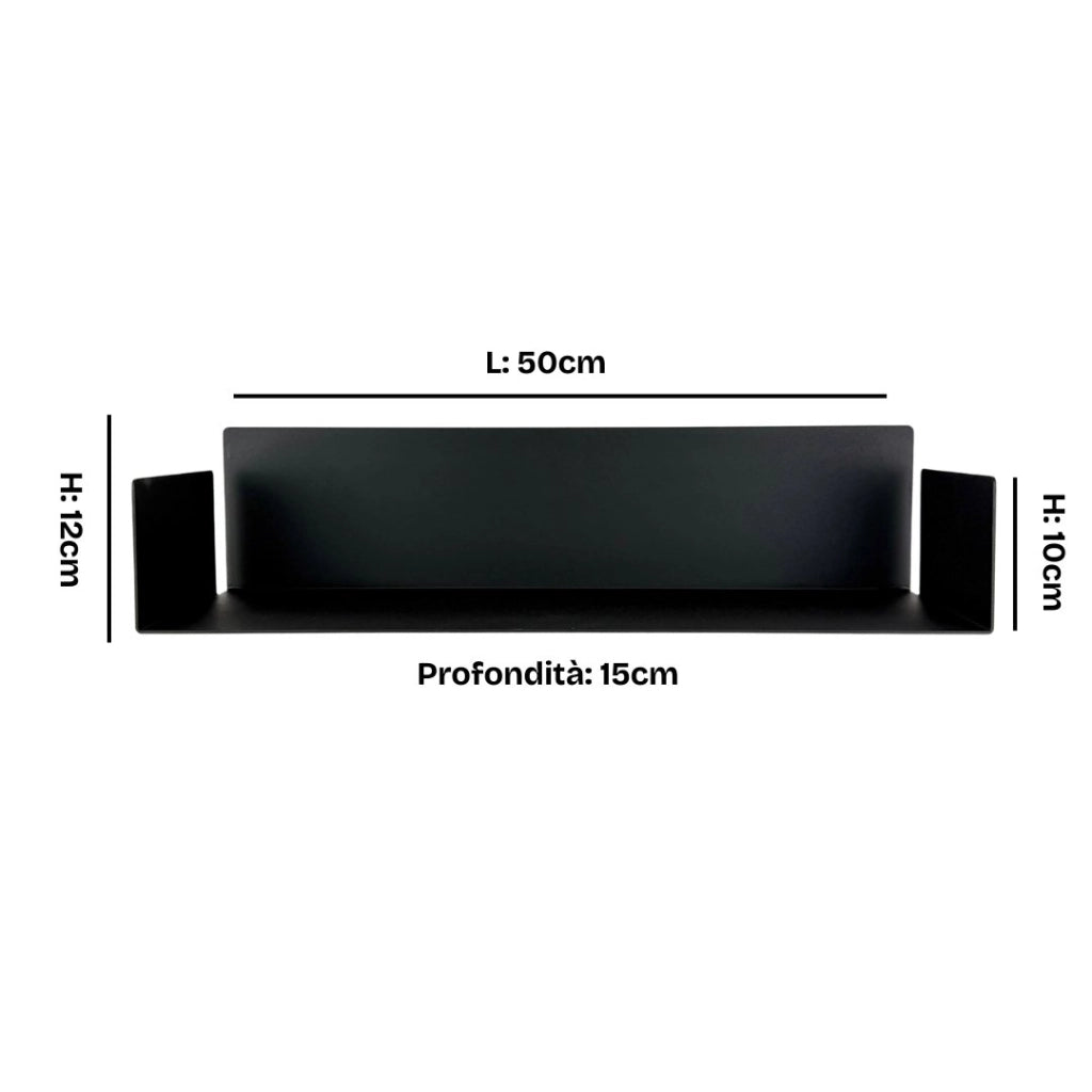 ZOI LINE180 Mensola 50 cm in Acciaio Verniciato 1,5 mm con Schiena 12 cm – Ripiano da Parete Moderno per Cucina, Bagno, Ingresso e Soggiorno Colore Mensole: Giallo