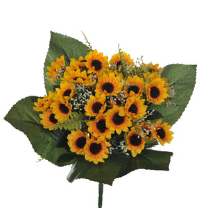 Set 3 Bouquet Artificiali di Girasoli con 12 Fiori H 33 cm