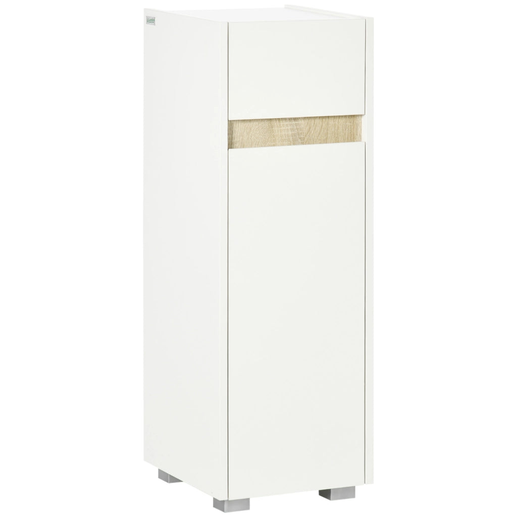 EasyComfort Mobiletto Bagno con Cassetto e Armadietto con Mensola Regolabile in Legno 30x33x88cm, Bianco