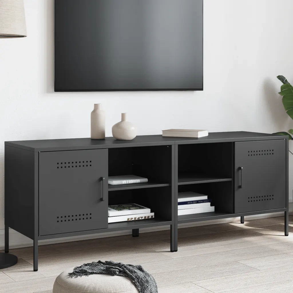 Mobili TV 2pz-Set di 2 Credenza per TV Neri 68x39x50,5 cm in Acciaio 439282