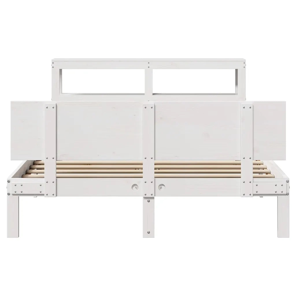 Giroletto con Testiera Bianco 150x200 cm Legno Massello di Pino