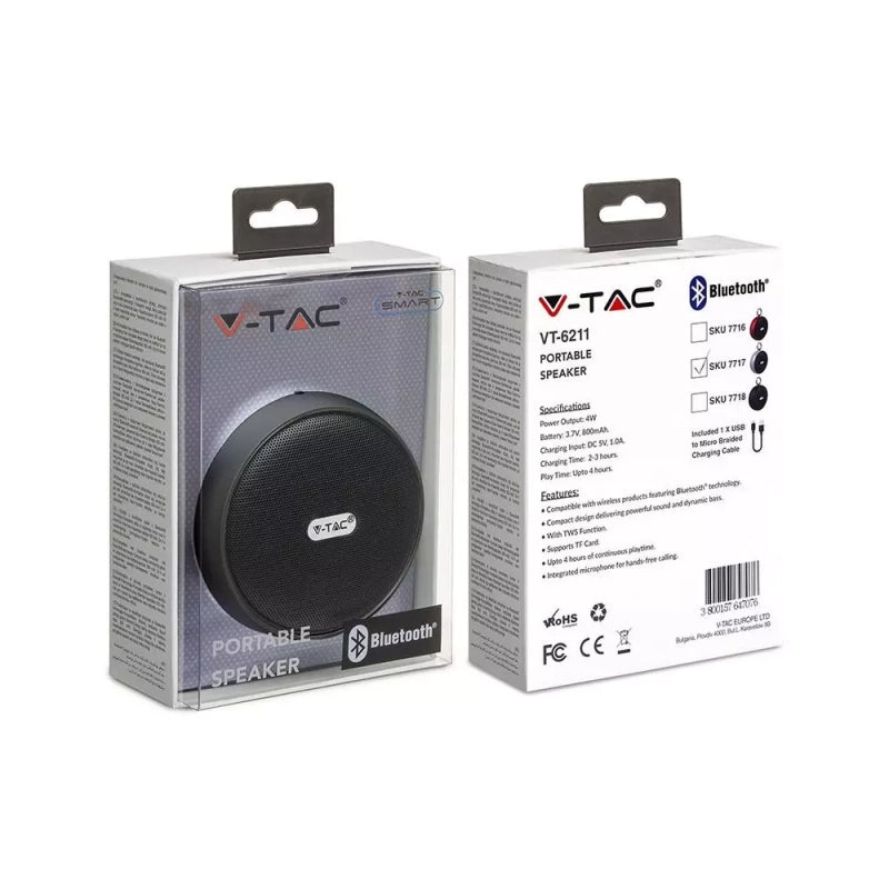 Altoparlante Bluetooth portatile con micro USB e cavo di fascia alta 800 mAh grigio