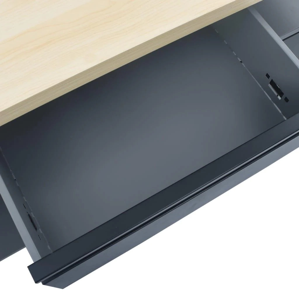Banco da lavoro per lavori di riparazione tavolo da lavoro officina da garage spazio di stoccaggio robusto 120x60x85 cm acciaio nero 02_0003677