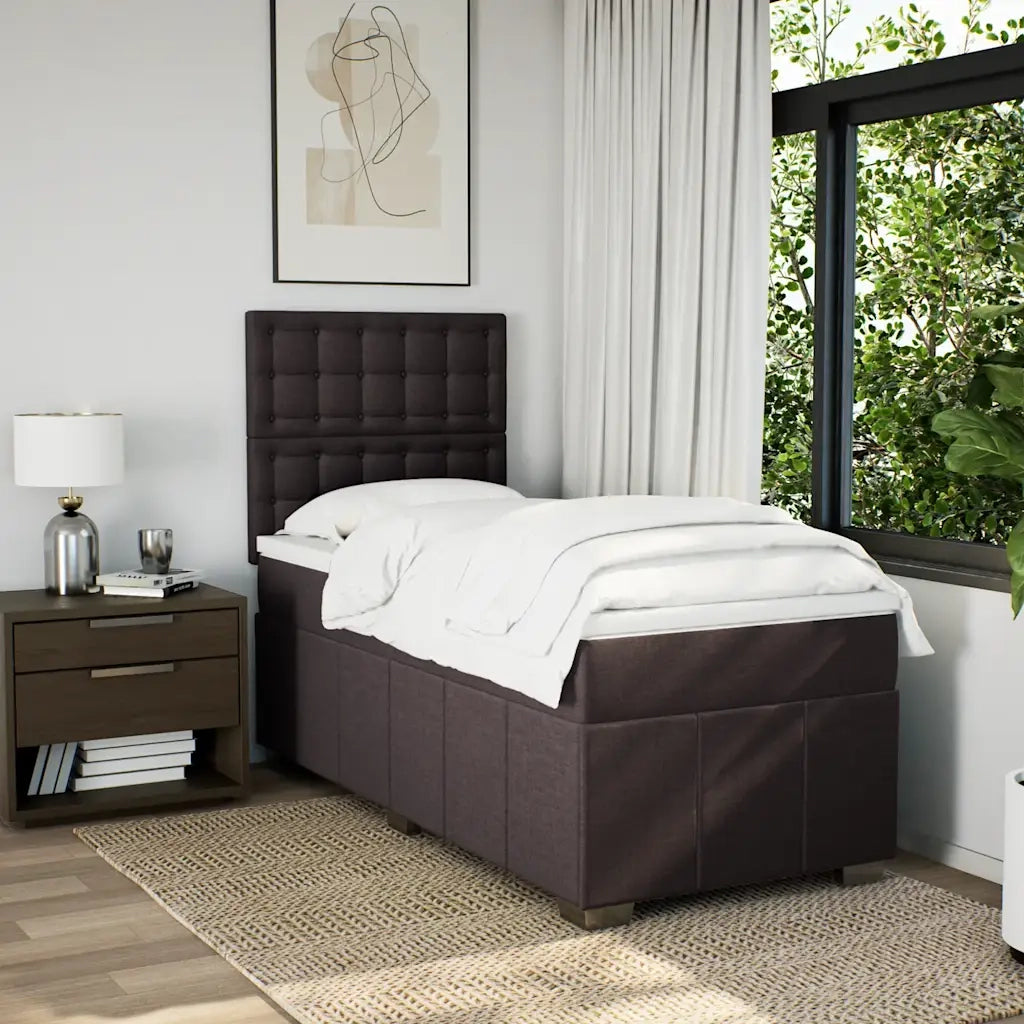 Giroletto a Molle con Materasso Marrone Scuro 90x200 cm Tessuto 3291568