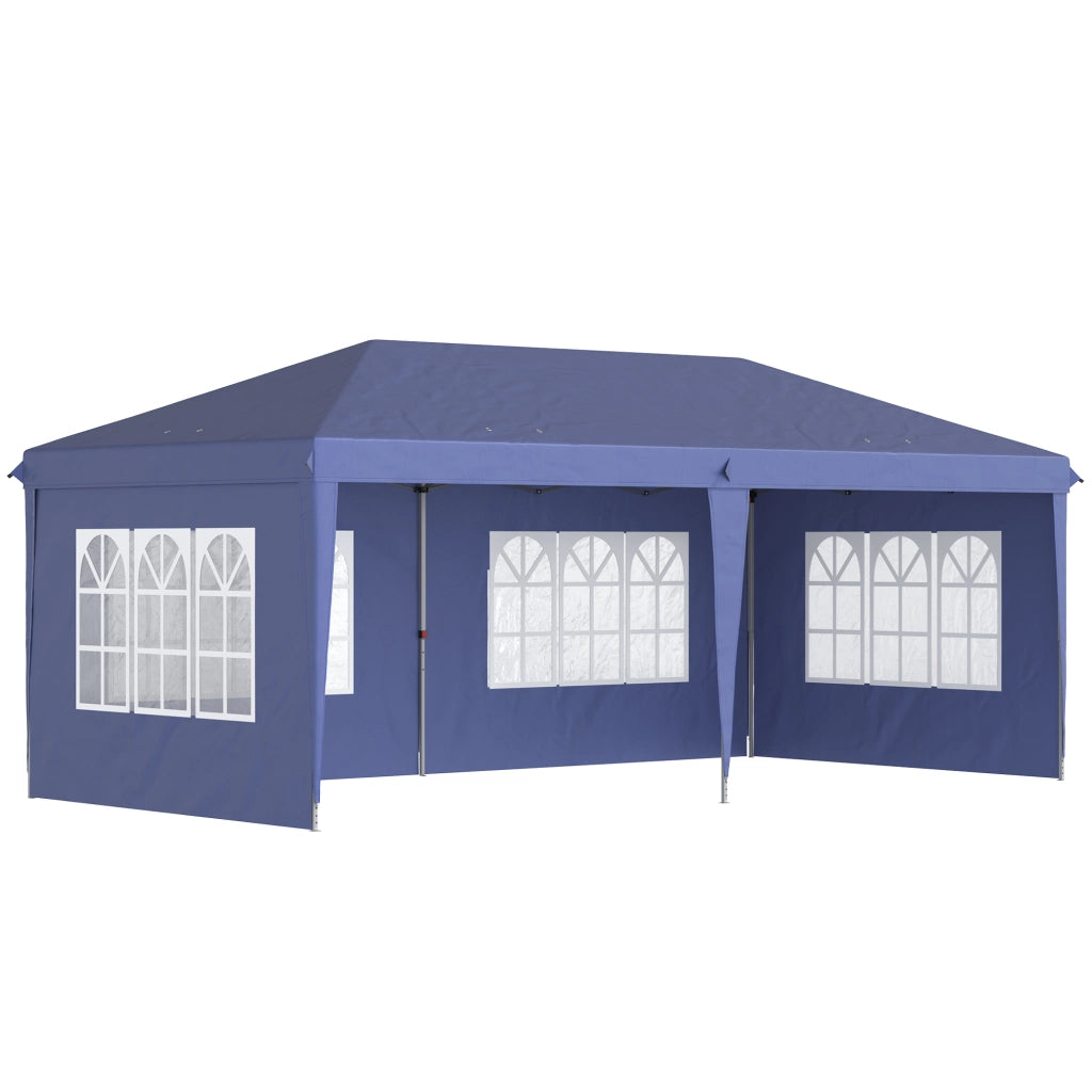 Gazebo pieghevole 6x3m con pareti removibili ¨C zephmum ¨C blu