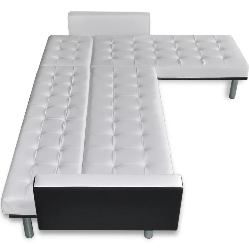 Divano Letto a L in Pelle Artificiale Bianco 244329