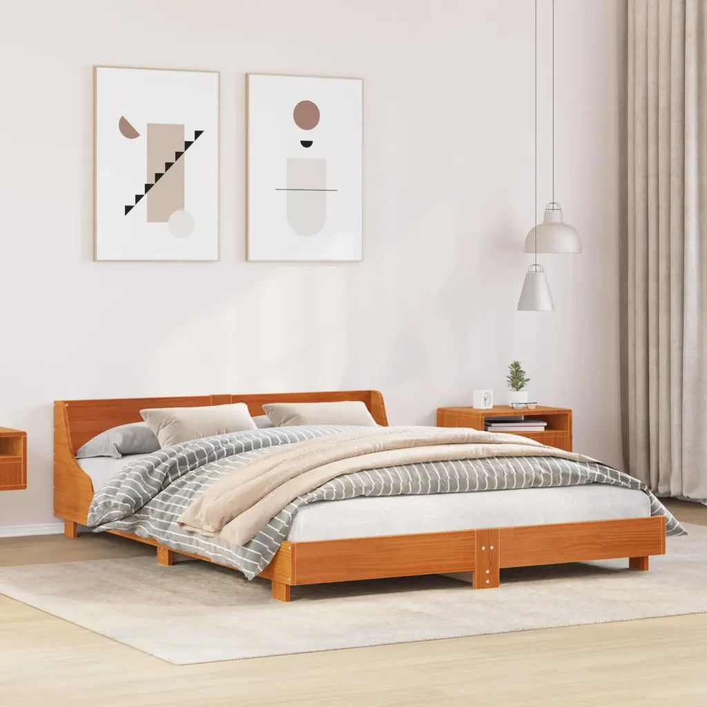 Letto senza Materasso Marrone Cera 160x200 cm in Legno di Pino 850724