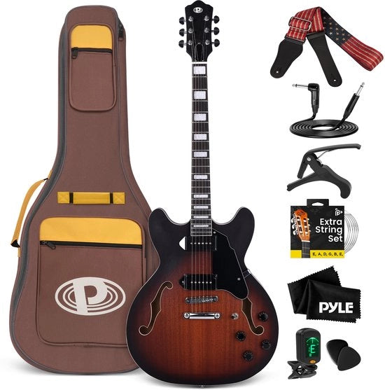 Kit di Chitarra elettrica completa Jazz - Instrumento musicale completo con custodia gigbag e finitura lucida