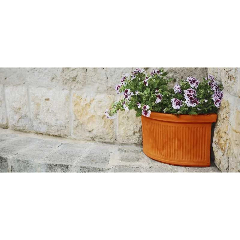 Vaso Fioriera angolare decorativa classica tradizionale 47x47 H38 in polimero resistente terracotta per piante per giardini e terrazze - Made in Italy