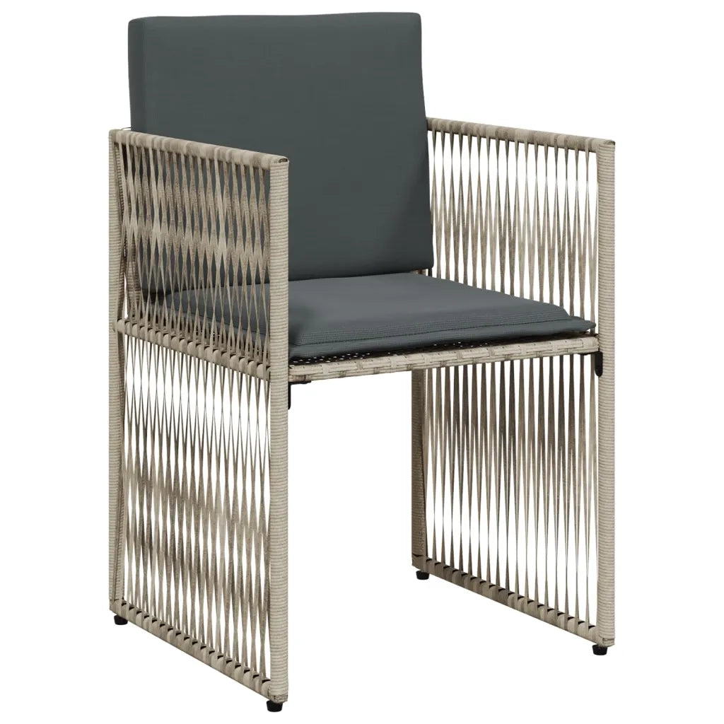 Set da Pranzo da Giardino 7 pz | Set Salotto da Giardino Cuscini Polyrattan Grigio Chiaro