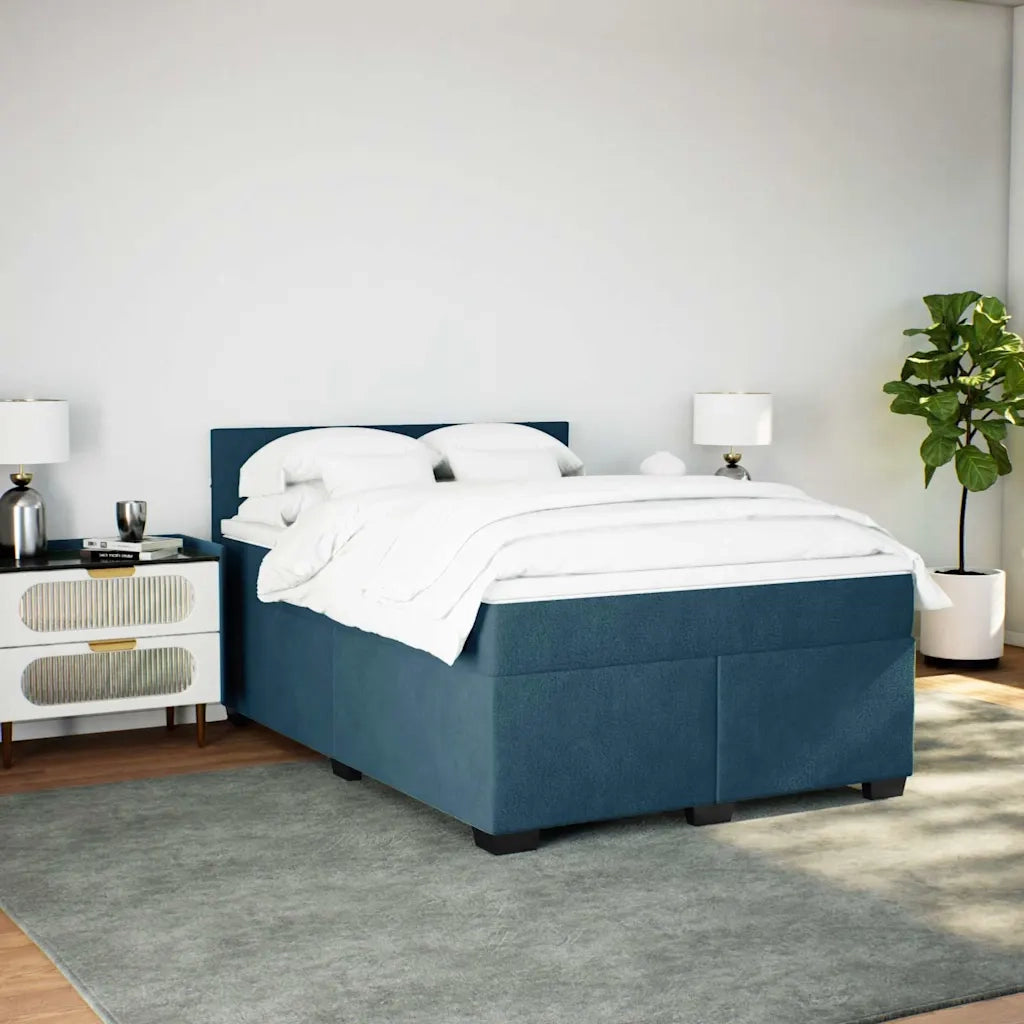 Giroletto a Molle con Materasso Blu Scuro 140x190 cm in Velluto