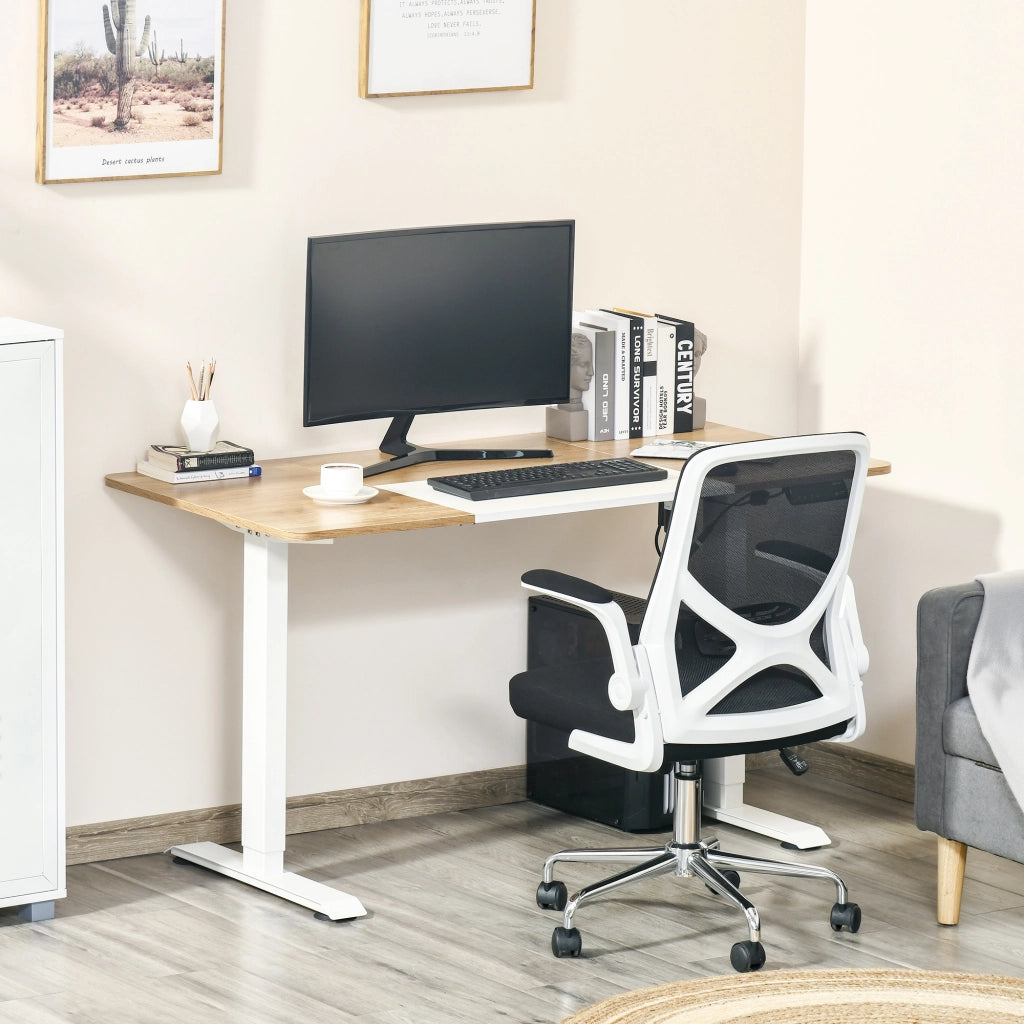 Scrivania regolabile in altezza con 4 tasti memoria ¨C zephmum ¨C bianco e naturale 140x70x72-116 cm