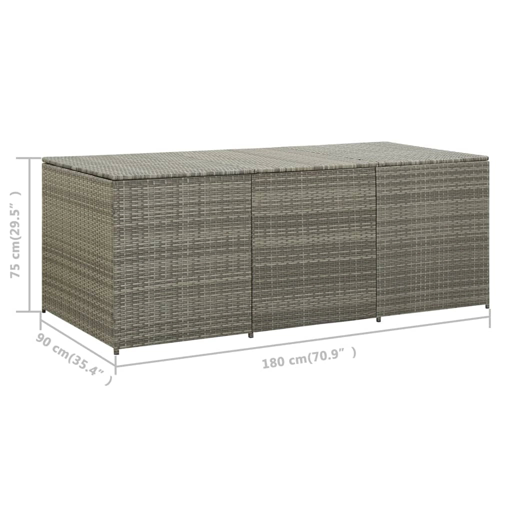 Contenitore da giardino/box in resina intrecciata 180 x 90 x 75 cm grigio 02_0013119