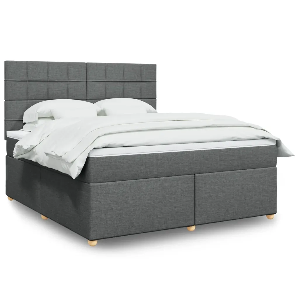 Giroletto a Molle con Materasso Grigio Scuro 180x200 cm Tessuto