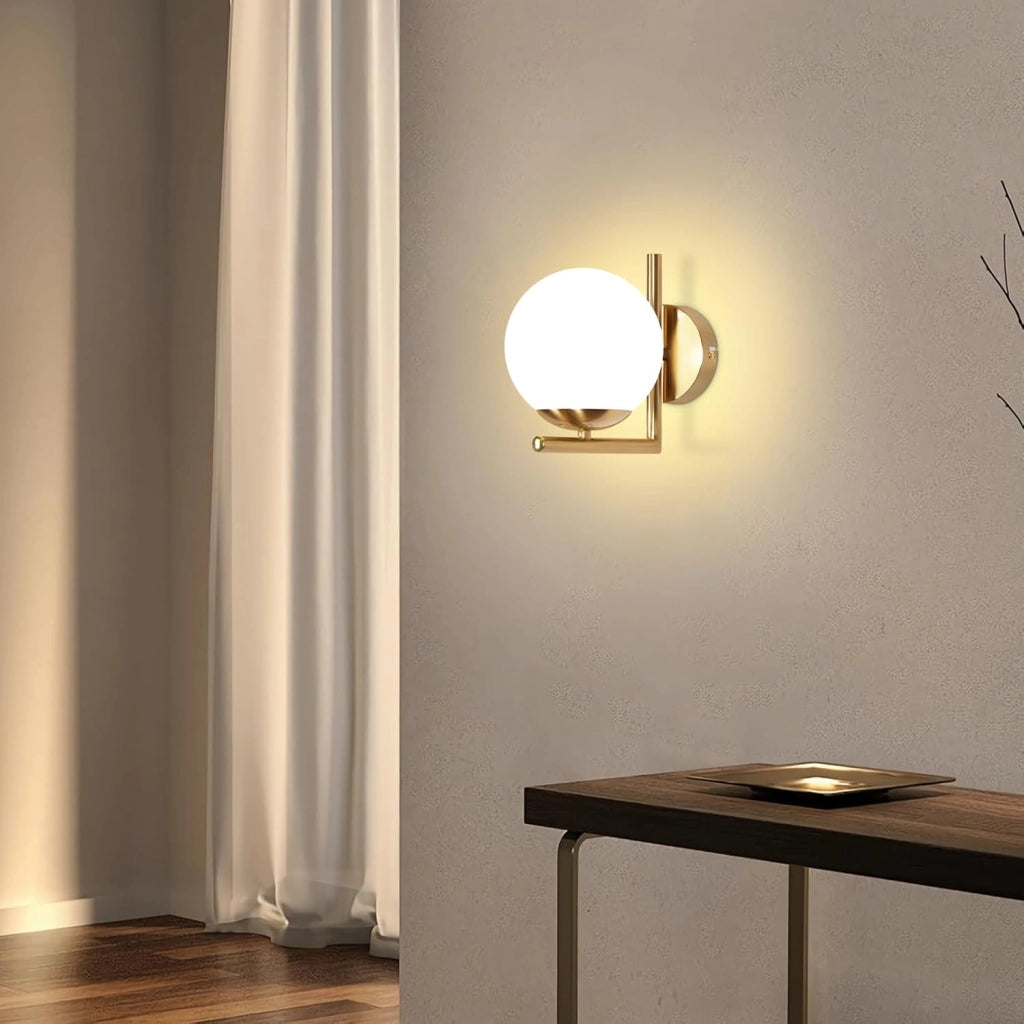 ZMH Lampada da parete moderna per interni in oro con paralume in vetro E27 applique da parete corridoio camera da letto