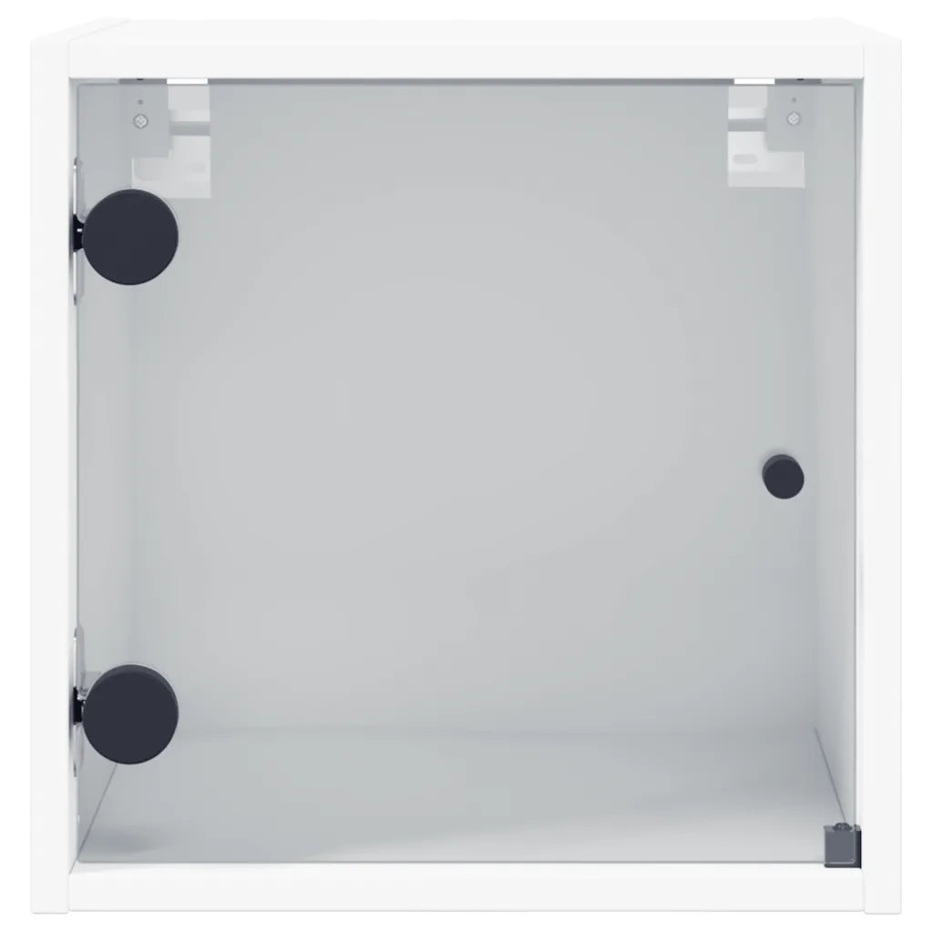 Comodini con Ante in Vetro 2pz Bianco 35x37x35 cm