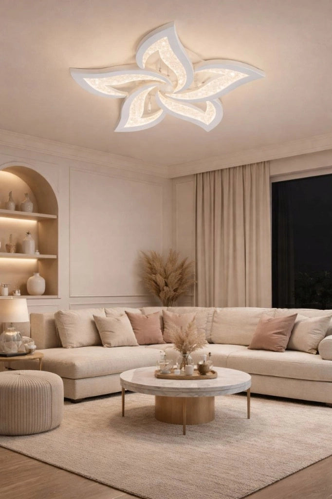Plafoniera LED dimmerabile 5 luci bianca floreale Vargo