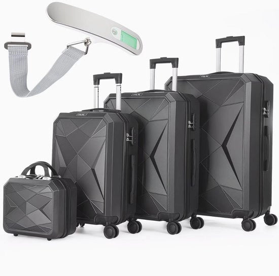 Set di valigie rigide 4 pezzi – Ruote da 360° a doppio giro – Chiusura a cifre integrata – Incluso valigetta per bagagli, 50 cm, 60 cm e 70 cm