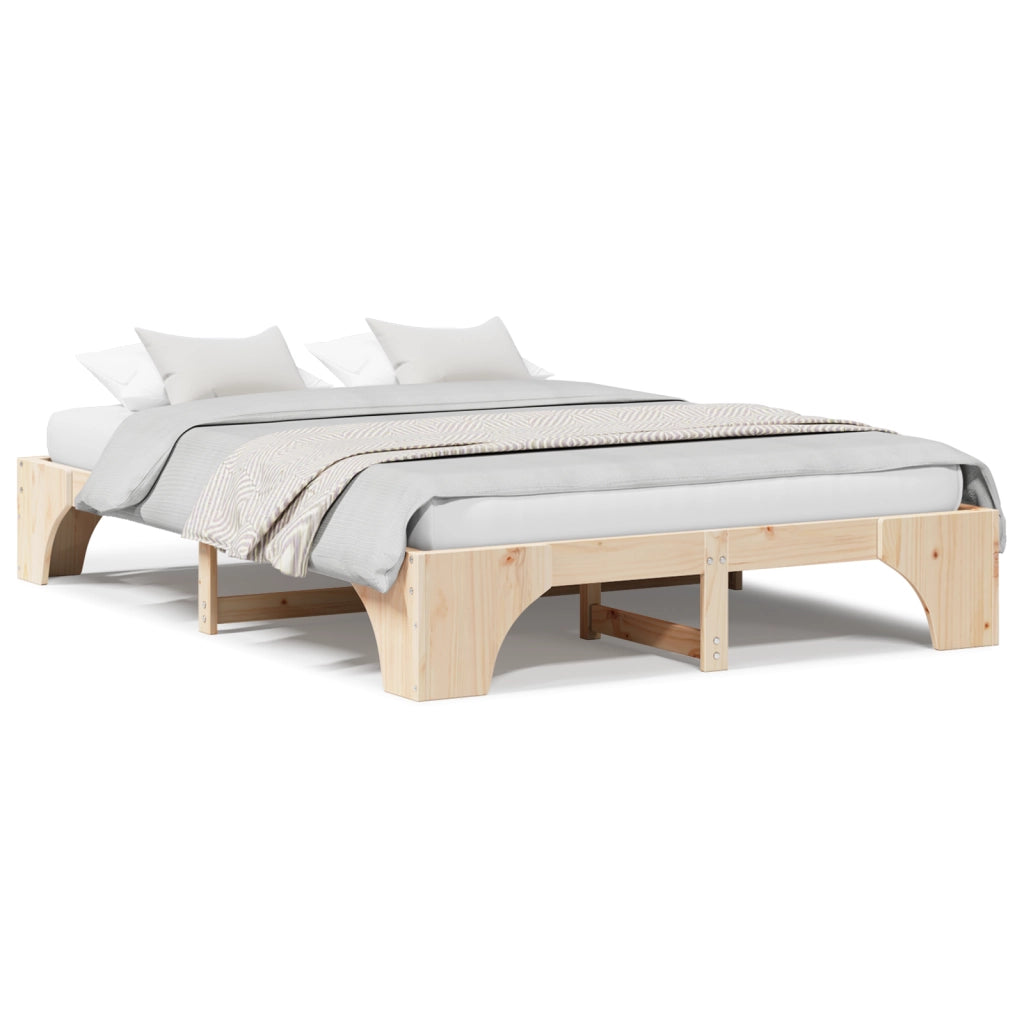 Struttura Letto Naturale Legno Massello di Pino 140 x 200 cm