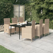 Set da Pranzo da Giardino 7 pz con Cuscini Beige 3099459