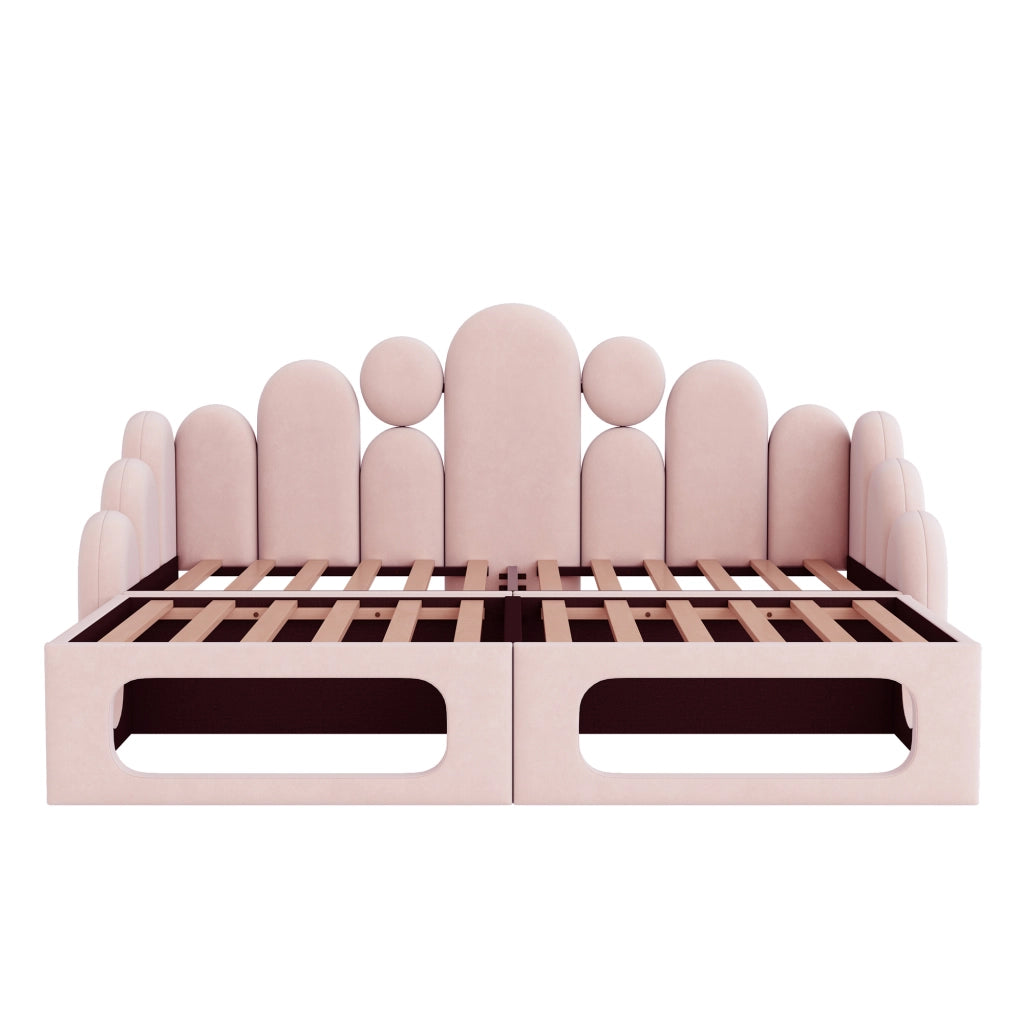 LETTO SOFA 180x200 cm In Velluto Rosa con letto per animali domestici