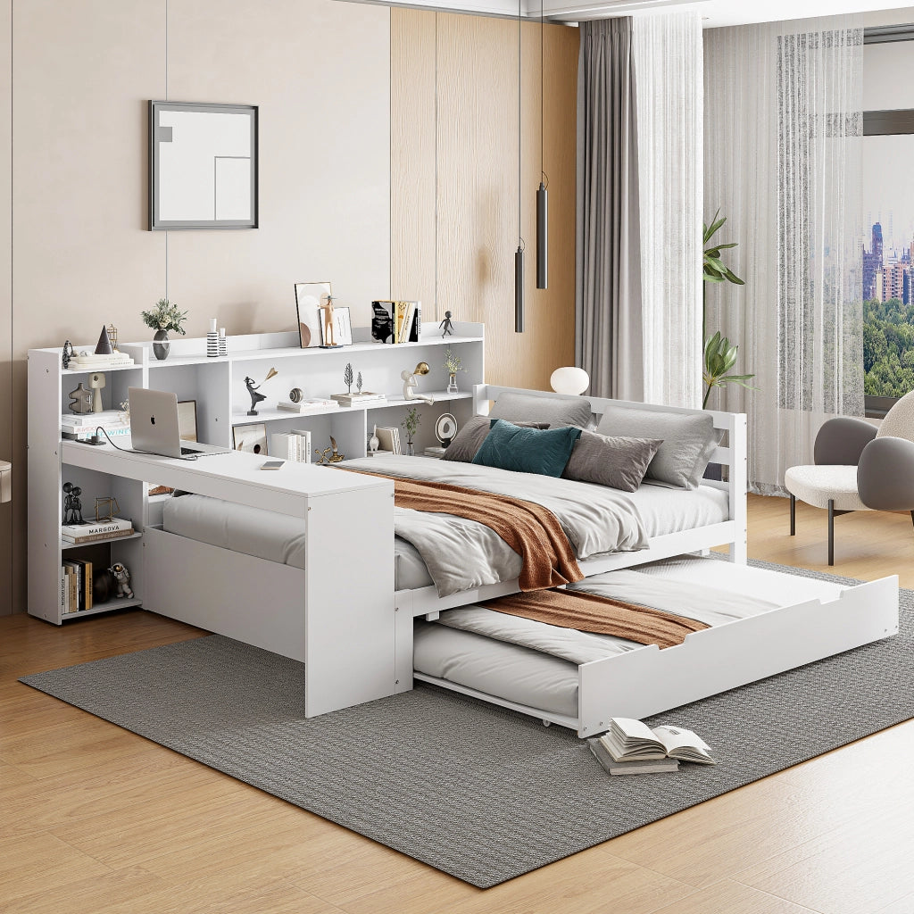 Divano letto multifunzione legno bianco 140x200 cm