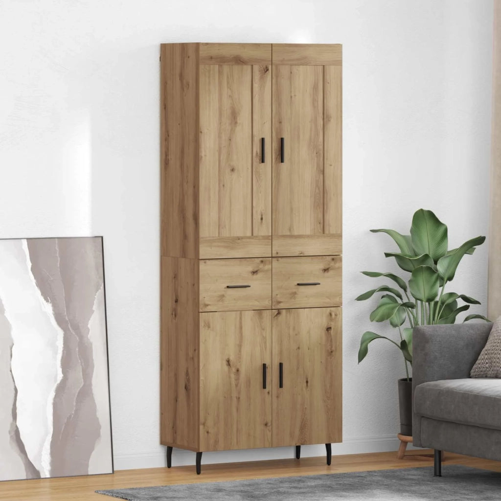 Credenza 2 pz-Set di 2 Buffet-Armadio da cucina Rovere artigianale Legno Stratificato e Vetro 896152