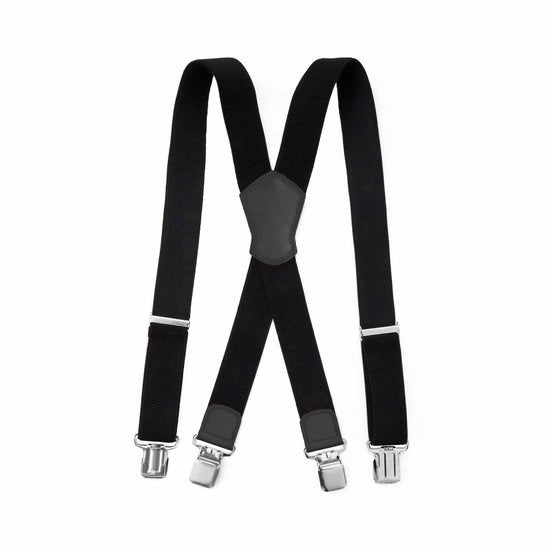 Elastici adattivi extra resistenti, 4 clip robuste, adatti a entrambi i sessi, disegno a X e cinturini di spalla extra larghi, clip da 3,8 cm con chiusura magnetica, colore nero purissimo.