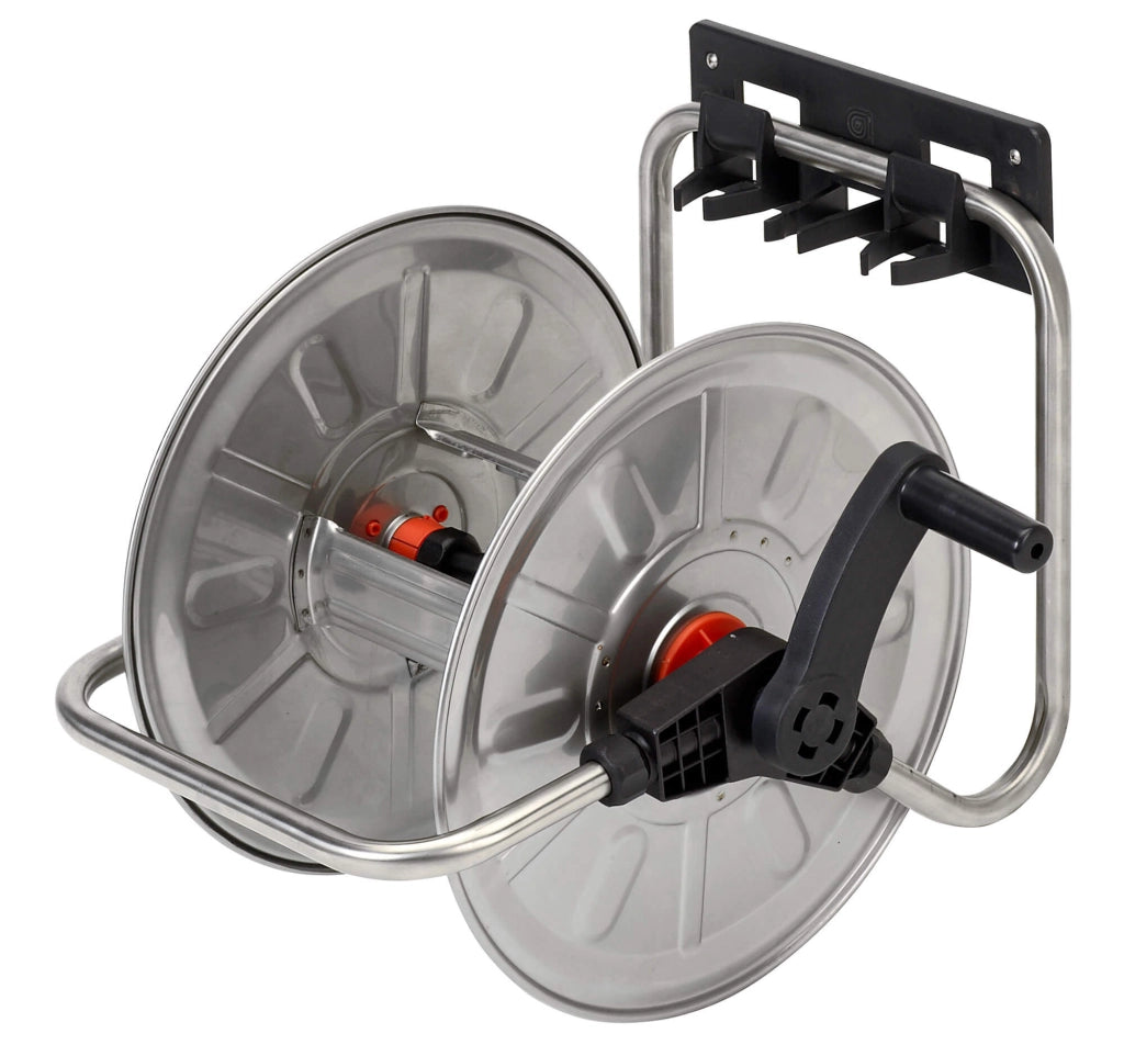 Avvolgitubo Manuale da Muro Portatile 50 mt Tubo Ø1/2” in Acciaio Inox Agrati