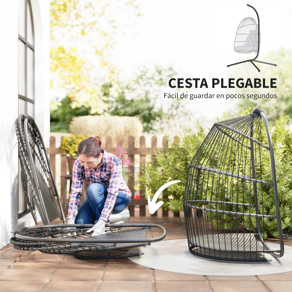 Sedia a Dondolo Uovo con Supporto e Cestino ¨C Minimal ¨C Grigio