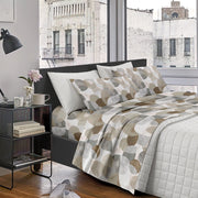 Completo Letto Lenzuola Matrimoniale,100% Cotone, Set letto, Lenzuolo Sopra, Sotto e Federe 2 Piazze Eclisse Beige